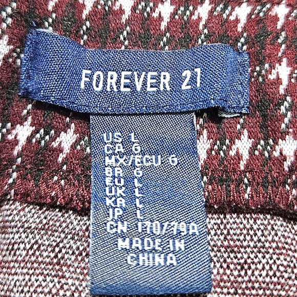 Forever 21 Houndstooth Mini Skirt L Side Stripes Preppy Academia Clueless y2k - Picture 5 of 8